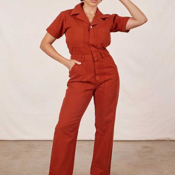 NEW Big Bud Press Short-Sleeve Jumpsuit in Paprika - Picture 1 of 3
